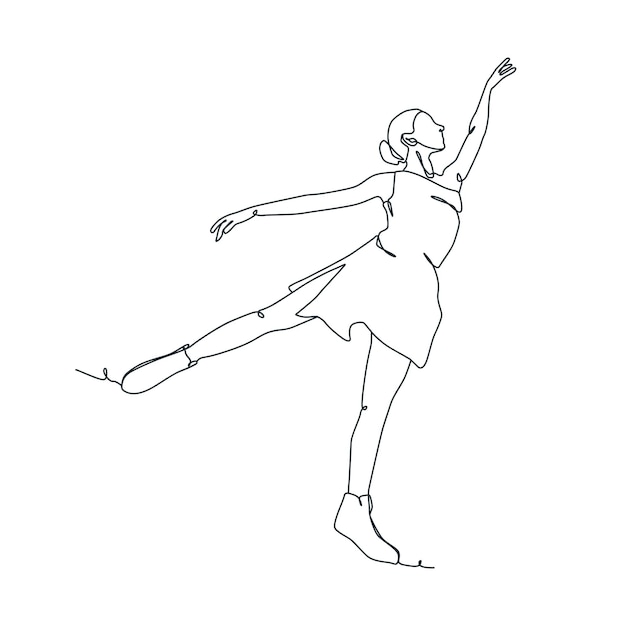 バレエダンサーの連続線イラスト