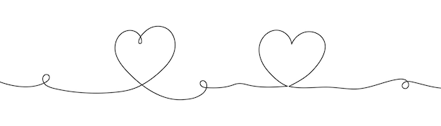 Непрерывная линия в форме сердца на светлом фоне знак дня святого валентина символ любви одна линия искусства тонкий эскиз линии плоский дизайн