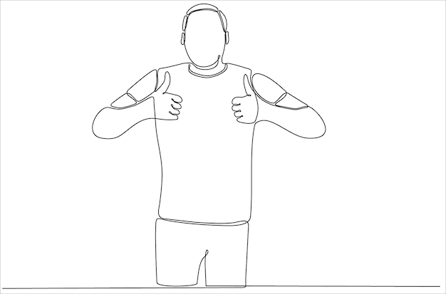 continuous line man giving thumbs up symbol of success premium vector premium vector