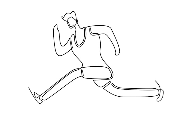 Continuous line of man running illustration