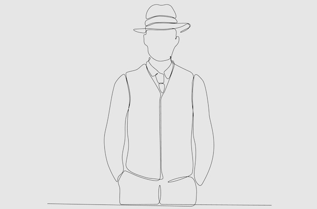 continuous line of men in hats