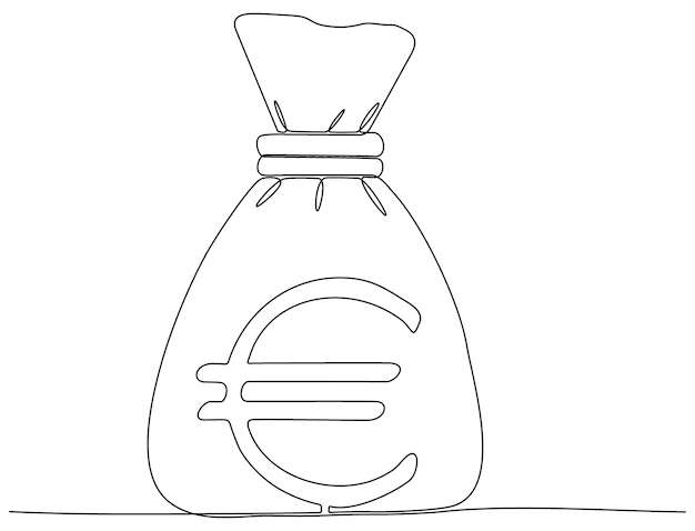 continuous line of money sacks euro vector illustration premium