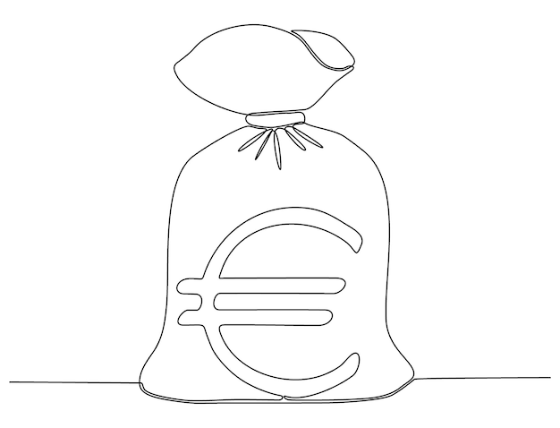 continuous line of money sacks euro vector illustration premium