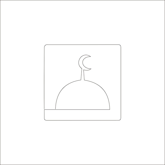 continuous line mosque logo black white background