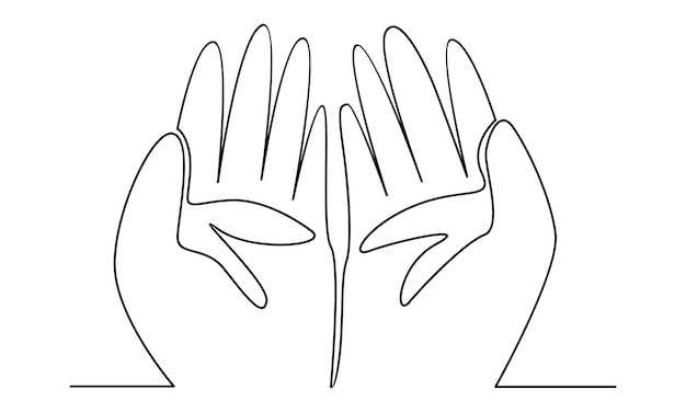 Continuous line of muslim hand praying illustration