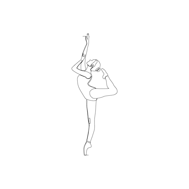 Вектор Непрерывная линия девушек, танцующих балет