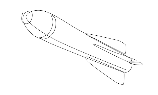Непрерывная линия значка полета ракеты