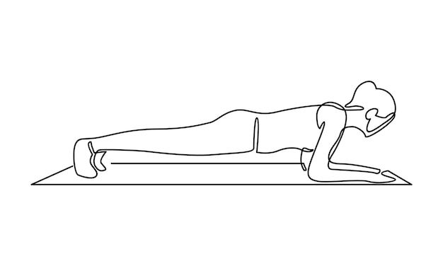 Непрерывная линия женщины, выполняющей физические упражнения иллюстрации