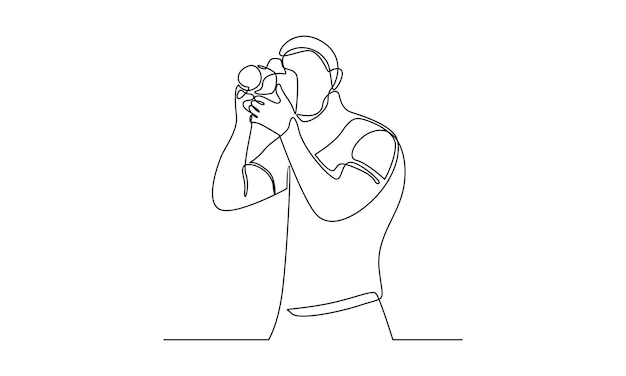 Continuous line of photographer taking pictures