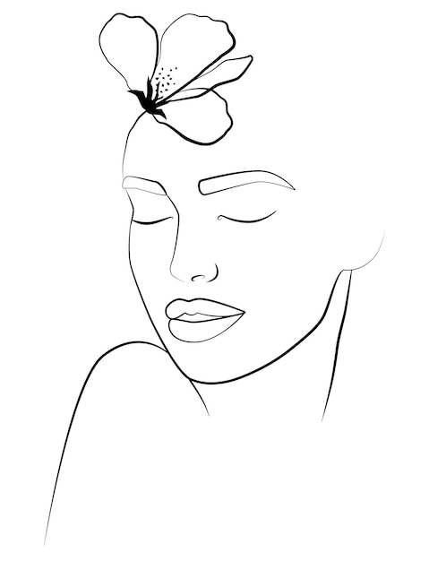 A continuous line of a portrait of a girl