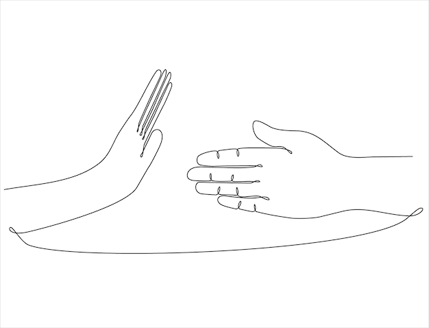непрерывная линия премиального рукопожатия векторная иллюстрация вектор