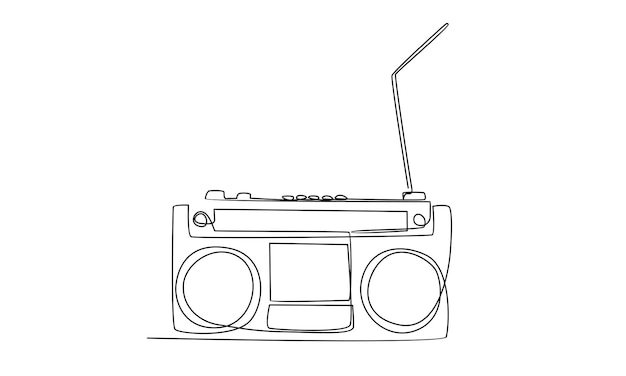 continuous line of retro old analog radio tape