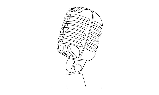 continuous line of retro old classic radio microphone for broadcasting