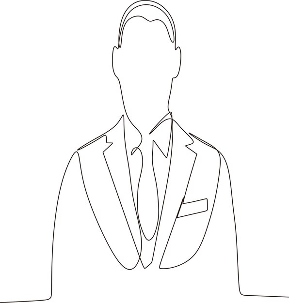Vector continuous line of a successful young man with his business