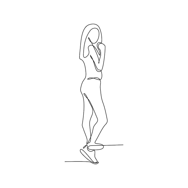 Continuous line vector design of woman in style