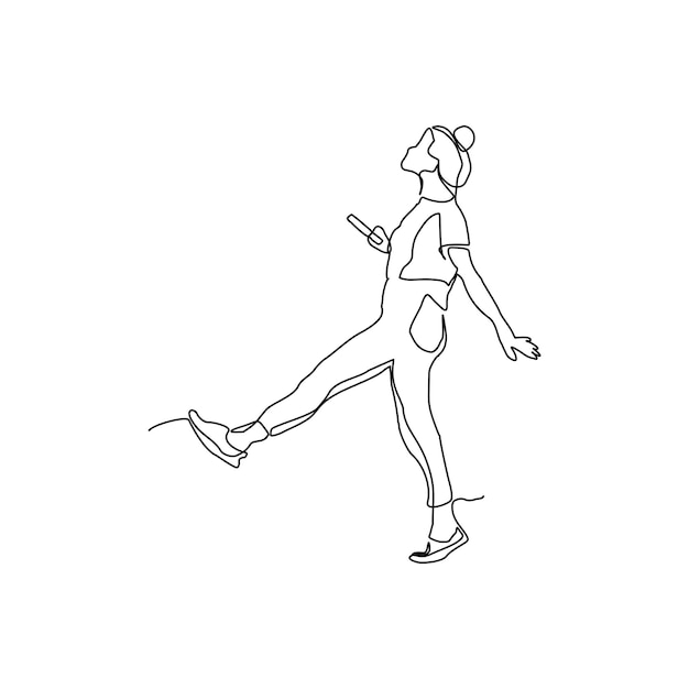 continuous line vector design of woman in style