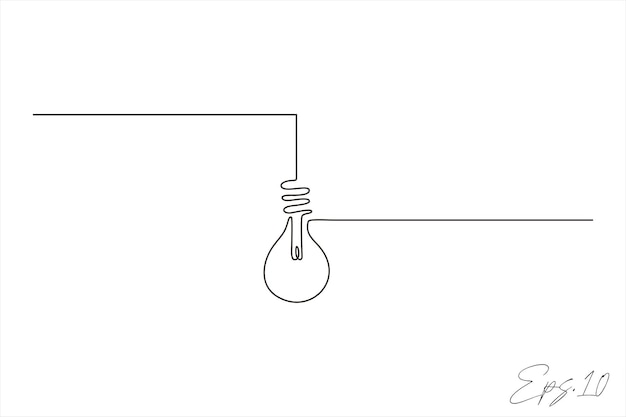 Vettore illustrazione vettoriale a linea continua del progetto della lampada di illuminazione