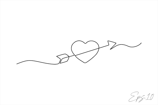 continuous line vector illustration design of love with arrow