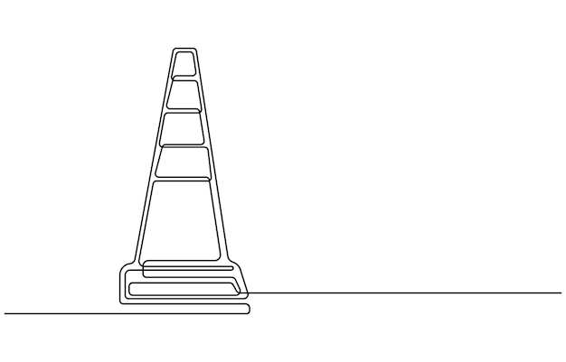 continuous line vector illustration design traffic cone road cone continuous one line drawing