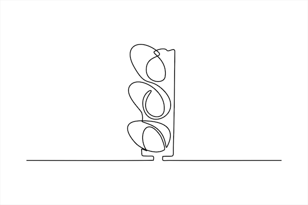 Continuous line vector illustration design traffic lights