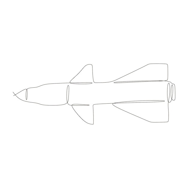 continuous line vector illustration of a missile