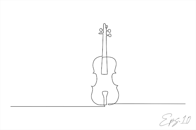 Vector continuous line vector illustration of a violin musical instrument