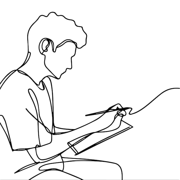 人の絵の連続線ベクトル