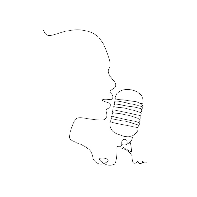 Vector continuous line vector woman is singing