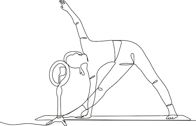 continuous line vector woman relaxing