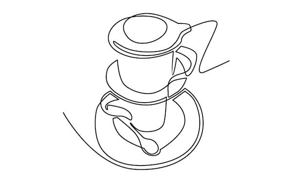 Continuous line of vietnamese coffee illustration