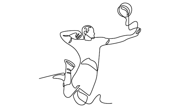 Vector continuous line of volleyball player serving the ball illustration