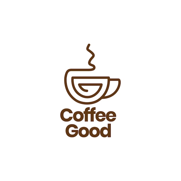 Continuous line warm coffee cup logo design