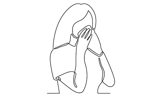 Continuous line of woman with handkerchief illustration