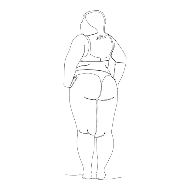 Vector continuous line of women in summer bikinis