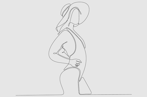 continuous line of women with hats