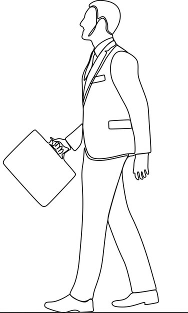 continuous line of young corporate businessmen