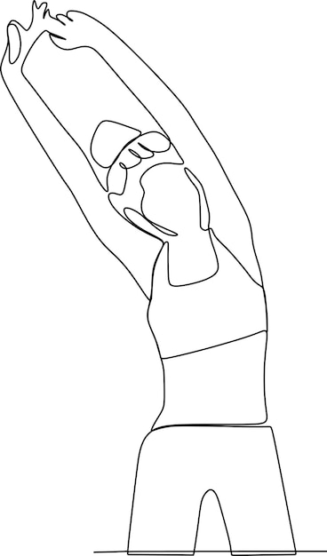 Vector continuous line of young women exercising