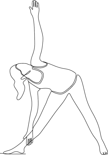 continuous line of young women exercising