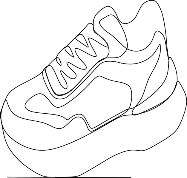 Vector continuous line of youth shoes