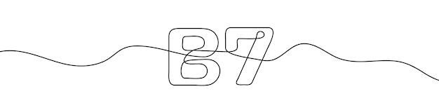 Continuous linear drawing of B7 vitamin symbol Single line drawing of B7 vitamin