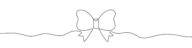 Continuous linear drawing of gift bow One line drawing background