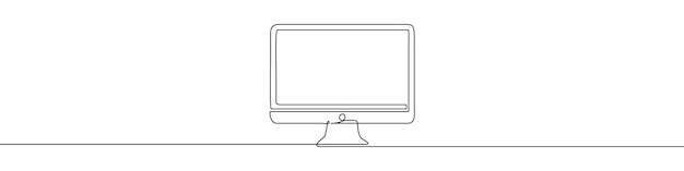 Vector continuous linear drawing of monitor single line drawing of monitor