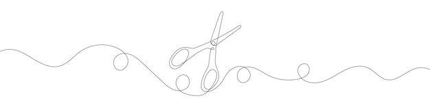 Continuous linear drawing of scissors Single line drawing of scissors