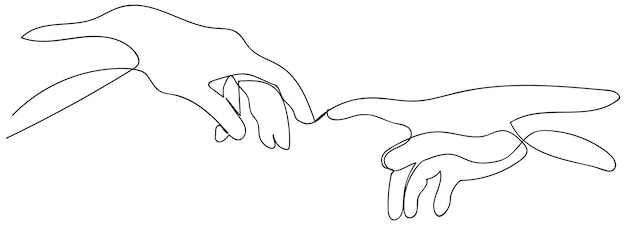 Vector continuous lines handshake hope help abstract simple lines hand drawn style illustration vector