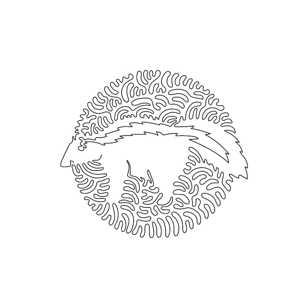 Vector continuous one curve line drawing of skunks typically docile animals