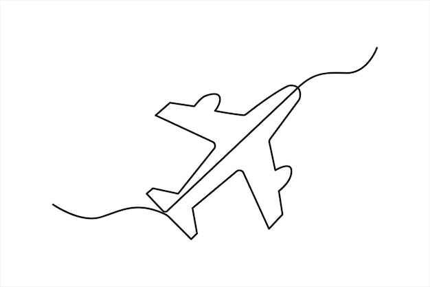 Continuous one line Airplan icon outline vector art illustration