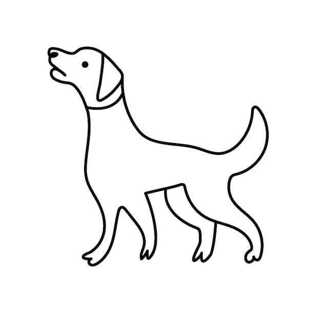 Continuous one line art dog vector illustration