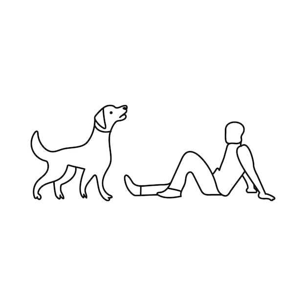 Continuous one line art dog vector illustration