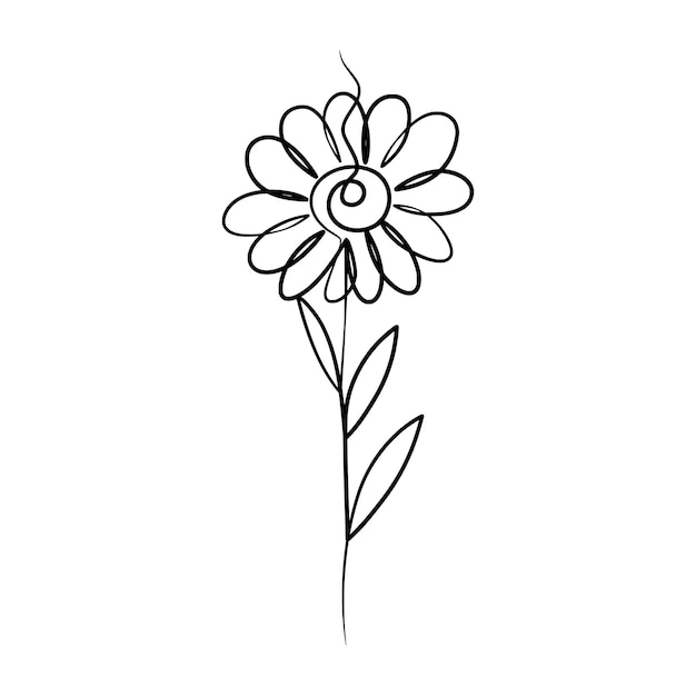 Continuous one line art drawing of beauty daisy flower