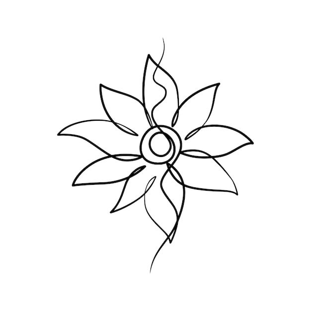 Continuous one line art drawing of beauty lotus flower